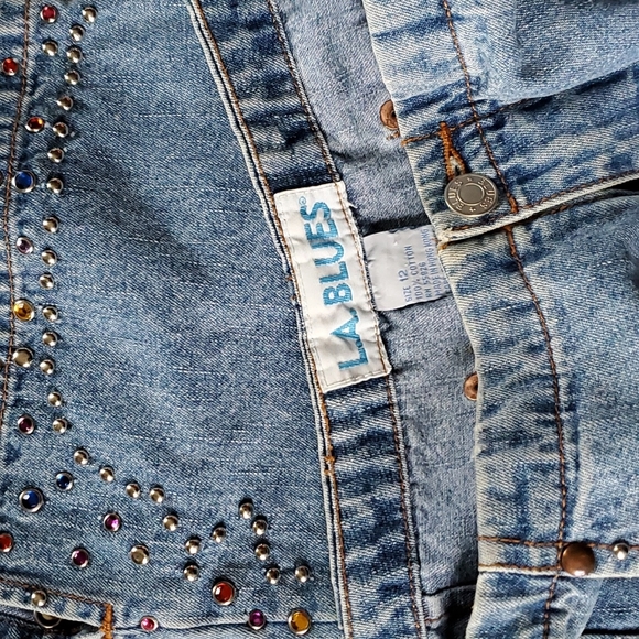 L.a.blues VINTAGE STUDDED/RHINESTONES WOMEN'S JEANS size 12 - Picture 3 of 3